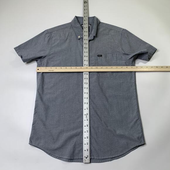 RVCA Shirt Men S Small Slate That'll Do Oxford SLIM Fit Short Sleeve Button Down - Picture 5 of 9